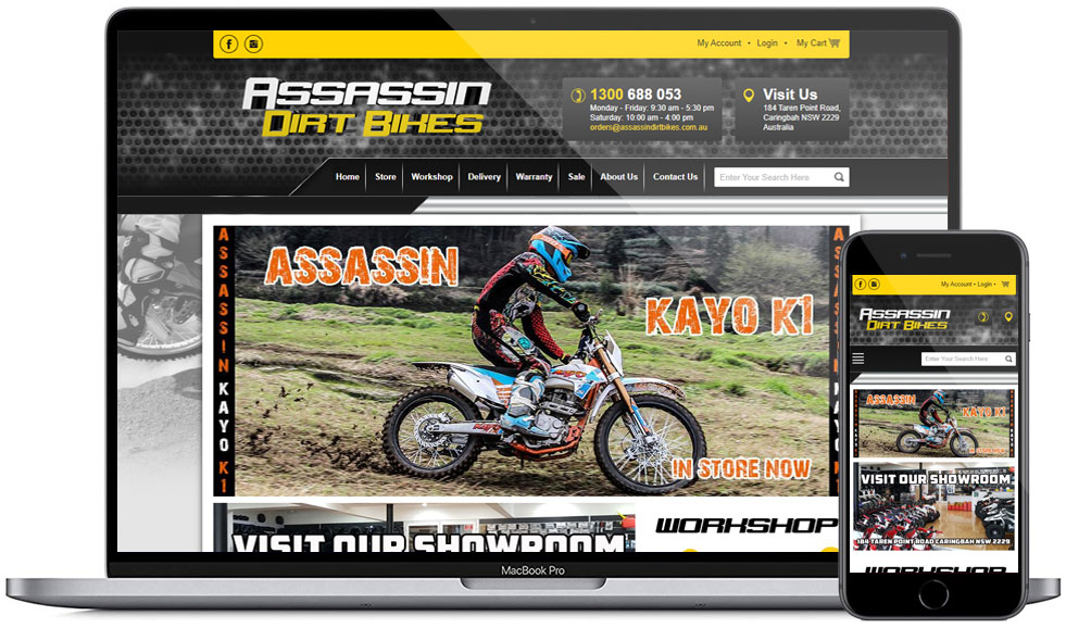 Assassin Dirt Bikes - Shopify Website Design